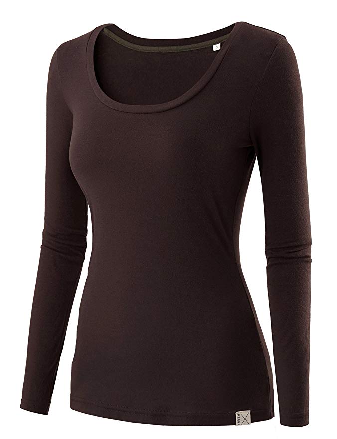 Regna X Women's Crewneck Long Sleeve Soft & Stretch Cotton Blend Top (S-3X, We Have Plue Sizes)