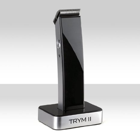 TRYM II - The Rechargeable Modern Hair Clipper Kit - Ultra-sleek Hair Body Mustache and Beard Trimmer Looks Great in Any Bathroom - AC Adapter Base Dock and Trimming Attachments Included
