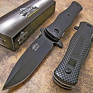 Master Carbon Fiber Drop Point Spring Assisted Opening Tactical Pocket Knife NEW