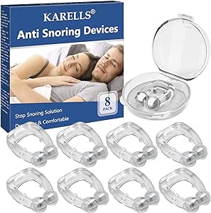 Anti Snoring Devices,Nose Relief Nasal Dilator,Silicone Magnetic Anti Snore Clips for Removal of Noise While Sleeping,Sleep Aid Relieve Snore for Nasal Breathers 8PC