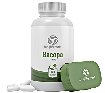 Bacopa Monnieri Extract Powder 750mg - 120 Vegetarian Capsules | Himalaya Plant Made in USA | Enhances Energy, Memory & Focus | Promotes Positive Mood & Sleep | Organic Gold Supplement 750 mg Complex