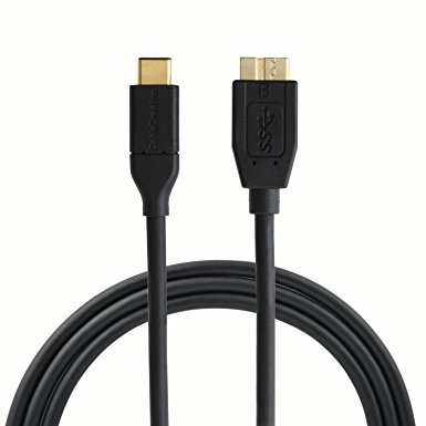 CableCreation Gold USB3.1 Type C (USB-C) to USB 3.0 Micro B Male Cable, Micro USB 3.1 USB-C for Apple The Macbook, Chromebook Pixel and More, 4ft in Black