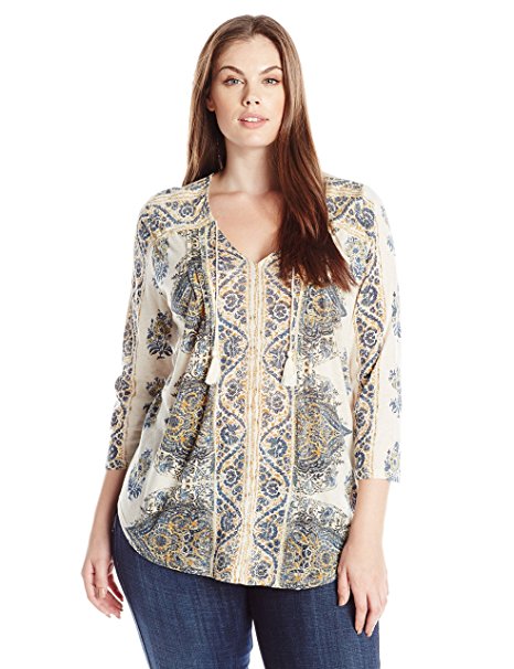 Lucky Brand Women's Plus Size Placed Print Top