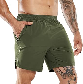 MIER Men's Running Shorts 7" Quick Dry Gym Athletic Workout Shorts with Zipper Pockets