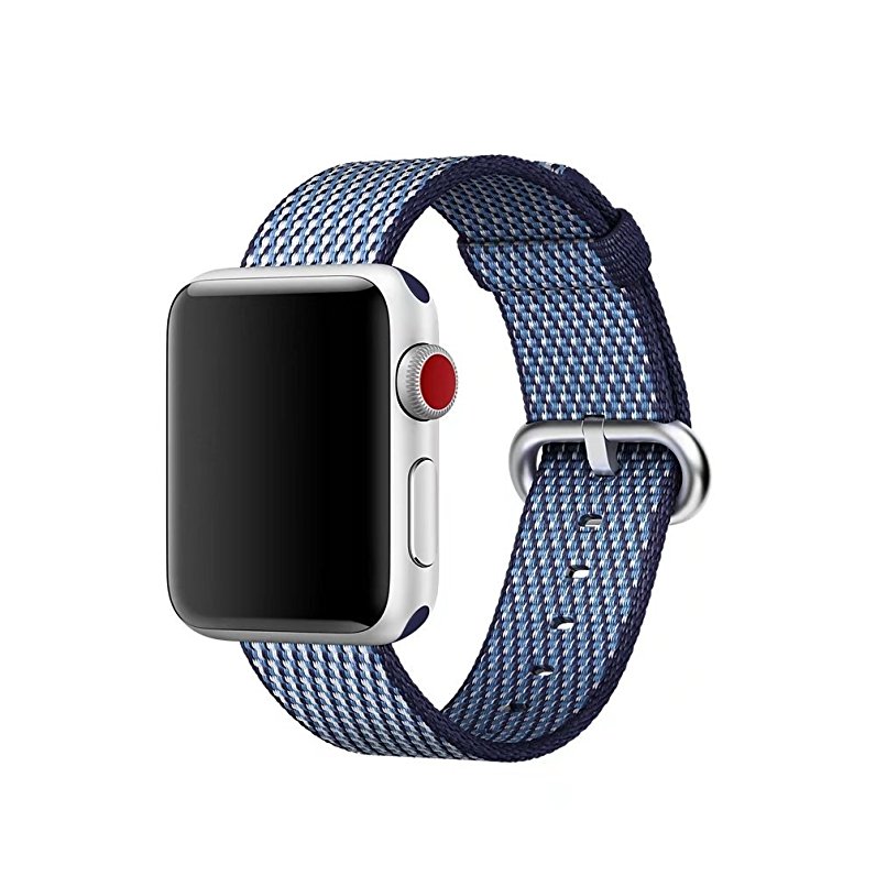 Smart Watch Band, Uitee Newest Woven Nylon Band for Apple Watch Series 42mm 3/2/1 , Comfortably Light With Fabric-Like Feel Wrist Strap Replacement (Midnight Blue Check Woven Nylon)