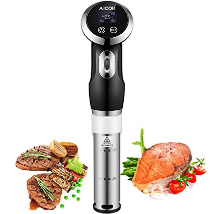 Aicok Sous Vide Precision Cooker Powerful 1500W Immersion Circulator with Accurate Time and Temperature Control Digital Time Display Stainless Steel