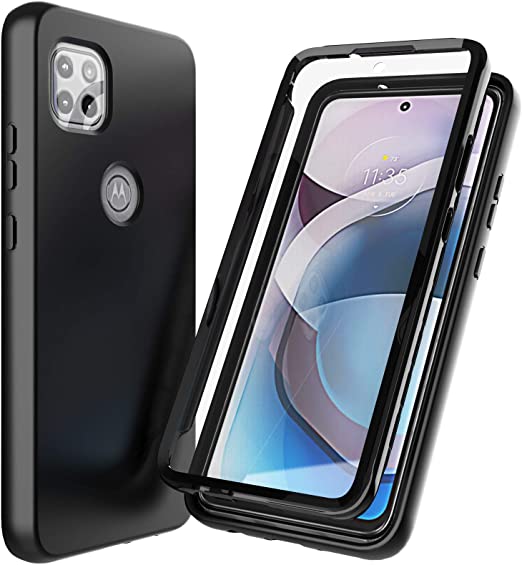 Nuomaofly for Motorola Moto One 5G Ace Case, Moto G 5G Case with Built-in Screen Protector Designed, Full-Body Heavy Drop Protection Shock Absorption Case Cover - Black