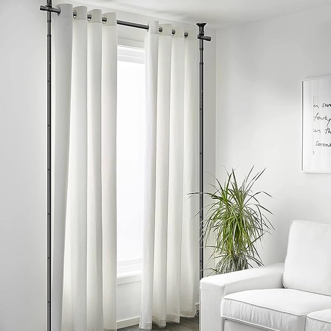 FLY HAWK Room divider curtain rod，Anywhere Expandable Room Divider, Tension Curtain Rod, Damage Free Freestanding Vertical Tension Stand, maximum extension W:70inch H:125inch (Black)