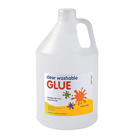 Fun Express 1 Gallon Glue - Clear Washable (Safe and Non-Toxic) Perfect for Slime and School