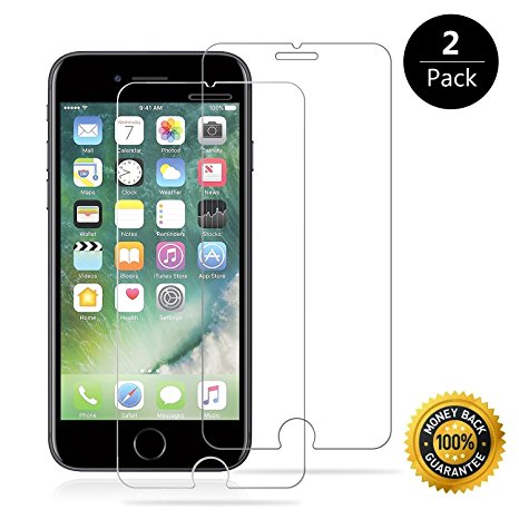 iPhone 8 Plus, 7 Plus, 6S Plus, 6 Plus Screen Protector Glass, VicKro iPhone 8, 7 Tempered Glass Screen Protector for Apple iPhone 8, 7, iPhone 6S, iPhone 6 2017 2016, 2015 (2-Pack)