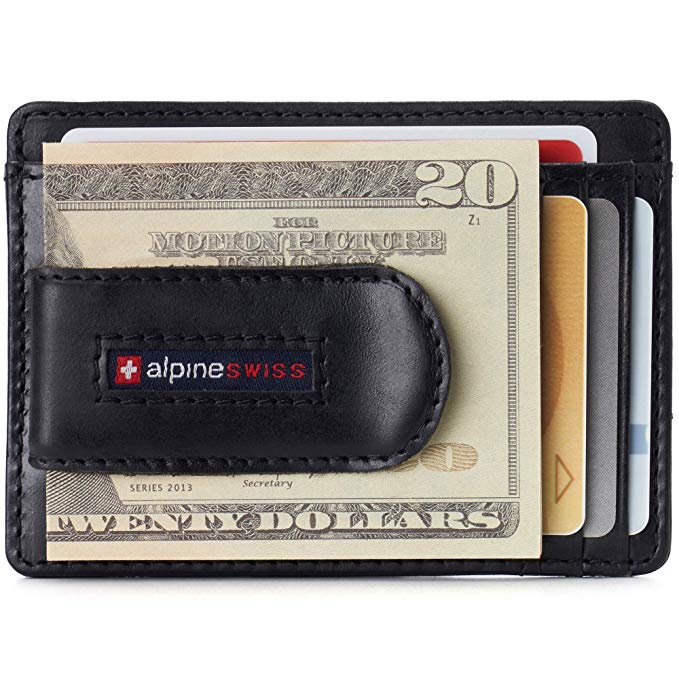 Alpine Swiss RFID Dermot Money Clip Front Pocket Wallet For Men Leather