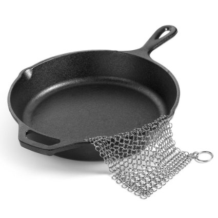 Cusfull Kitchen Cast Iron Chainmail Cleaner Stainless Steel Scrubber 7 x 7 Inch