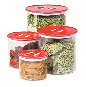 Oggi Stack 'N Store 4 Piece Canister Set, Red