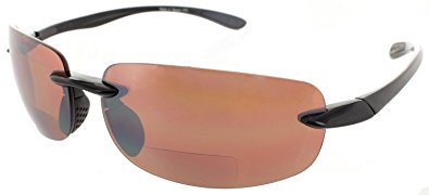 Maui Island Life Bifocal Sunglasses Rimless Wrap Sun Readers Lightweight TR90 Frame for Men and Women - Available in Polarized or Non Polarized Lens