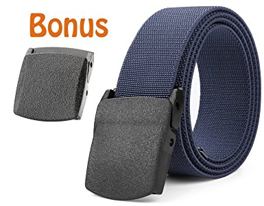 Men's Elastic Stretch Belt, JASGOOD Outdoor Plastic Belt with Removable Buckle Hiking Belt 38mm