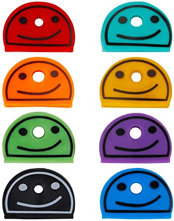 Uniclife 24 PCS Key Cap Covers Smile Face Identifier in 8 Assorted Colors for House Key Label Tags