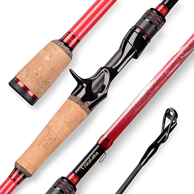 Akataka Spinning Casting Fishing Rod Pure Carbon Fiber 1pc Baitcasting Rod,Sensitive Durable Bass Fishing Pole for Freshwater Saltwater