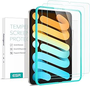 ESR Verre Trempé Compatible avec iPad Mini 6 de 2021, Protection d’Écran HD Transparente Résistante aux Éraflures fournie avec Cadre d’Installation Facile, Paquet de 2