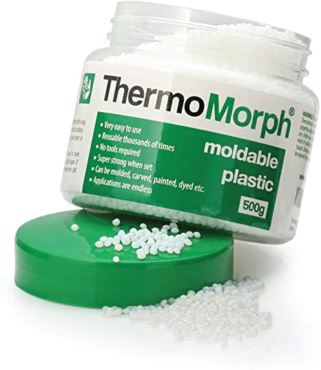 ThermoMorph Moldable Plastic Pellets - Reusable, Reheatable, Heat Pliable Thermal Molding Beads, Great for Sculpting & Crafting, Perfect for Cosplay Fake Teeth & Sharp Fangs - 17.6 oz. (500g)
