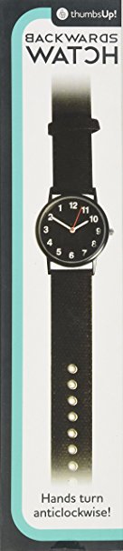 Backwards watch, anti clockwise black face and Synthetic leather and canvas strap