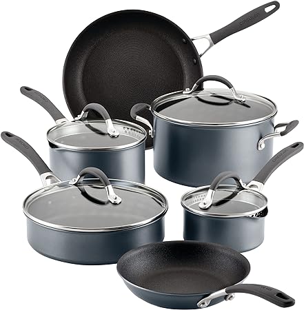 Circulon A1 Series with ScratchDefense Technology Nonstick Induction Cookware/Pots and Pans Set, 10 Piece - Graphite