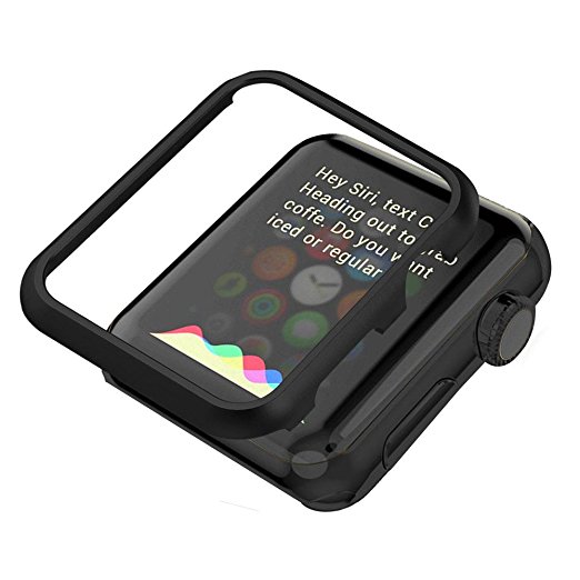 Apple Watch Case, Bandmax 42MM Lightweight Metal Bumper Black Gun Plated Hard Protective Case for Apple Watch Sport/Edition Series 2/Series 1 42MM All Versions (42MM Black)