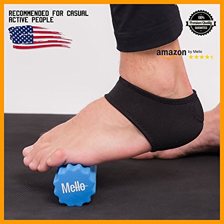 Plantar Fasciitis 2in1 Bundle By Mello-Foot Arch Support Wrap & Foam Roller Set-Ideal For Foot Pain Relief, Therapy & Massager -Breathable Heel Pad & Textured Roller For Men & Women (Choose Sock Size)