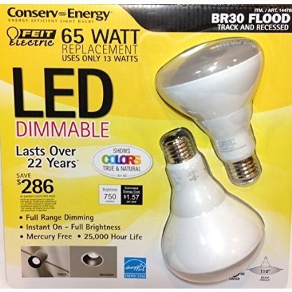 Feit Electric 65 Watt LED BR30 Flood Track and Recessed - 2 Pack 144785