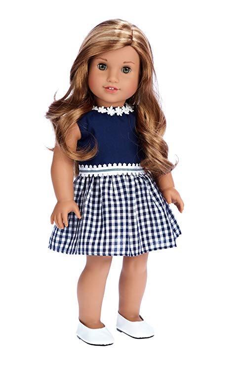 DreamWorld Collections Saturday Afternoon - Navy Blue Dress - Clothes Fits 18 Inch American Girl Doll (Shoes Sold Separately) (Doll Not Included)
