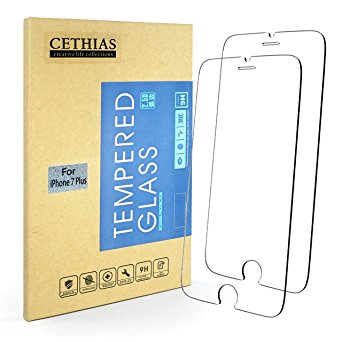 iPhone 7 Plus Screen Protector[2-Pack], CETHIAS [3D Touch Compatible] iPhone 7 Plus 9H Hardness Rating Anti-Scratch HD Clear Tempered Glass Screen Protector for iPhone 7 Plus(2016)