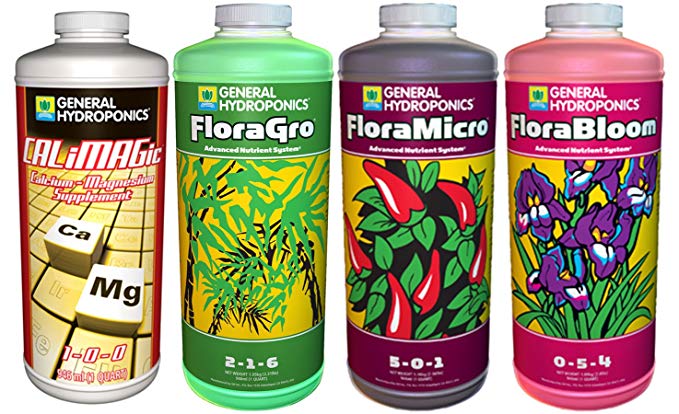 General Hydroponics GLCMBX0009 Calimagic & Flora GRO, Micro & Bloom Combo, 1 Quart Fertilizer