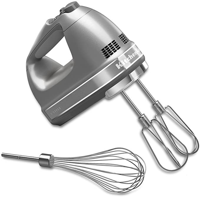 KitchenAid KHM7210CU 7-Speed Digital Hand Mixer with Turbo Beater II Accessories and Pro Whisk - Contour Silver