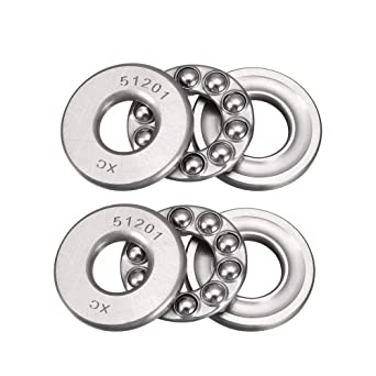 uxcell 51201 Miniature Thrust Ball Bearing 12mm x 28mm x 11mm Chrome Steel with Washer 2pcs