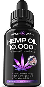 Hemp Oil for Pain Relief   Hemp Extract 10000 MG   Rich in Vitamin D & Vitamin E & Omega 3, 6, 9 | Efficient Pain, Anxiety & Stress Relief | Made in USA | Anti-Inflammatory and Antioxidant Boost