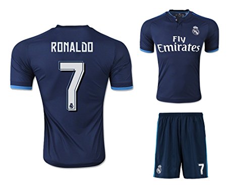 Real Madrid 3rd Blue Ronaldo #7 Adult Soccer Jersey 20152016 with Free Short a Set