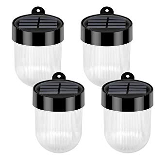 ANDEFINE Solar Wall Lights Outdoor, 2 Colors Solar Fence Light Waterproof Solar Lamp Lighting for Step, Stair, Patio, Front Door, Porch, Garden, Yard, Pathway, Pure White/Warm White to Choice (4 Pack)
