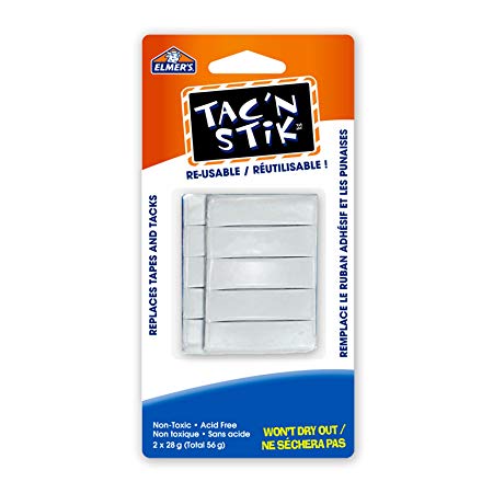 Elmer's Tac'N Stick Reusable Adhesive Twin Pack, Total 56G, 2-Ounce, White (6155061625)