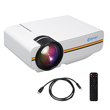 Corprit Mini LED Video Projector HD 1080P Full Color Max 130" Screen LED Home Cinema Theater TV Projector with HDMI/AV/VGA/USB/SD Free HDMI Cable for Games Movie Family Videos and Pictures