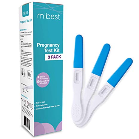 MIBEST HCG Pregnancy Test Stick Kit (3 Count-Individually Sealed) - One-Step Clear and Accurate - Urine Early Pregnancy Detection - Home Pregnancy Test - Approved - Over 99 Percent Accurate