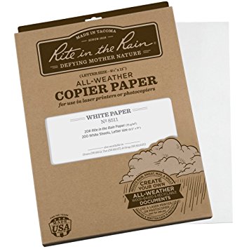 Rite in the Rain All-Weather Copier Paper, 8 1/2" x 11", 20# White, 200 Sheet Pack (No. 8511)