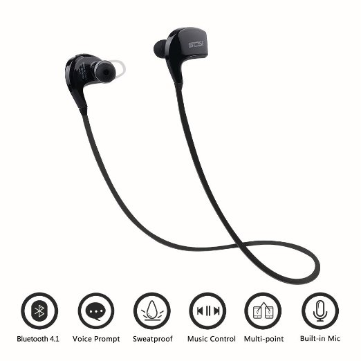 SCS ETC Wireless Bluetooth Headset Sports Sweatproof Earbuds for iPhone 6s Plus iPhone 6s iPad Samsung Galaxy s7