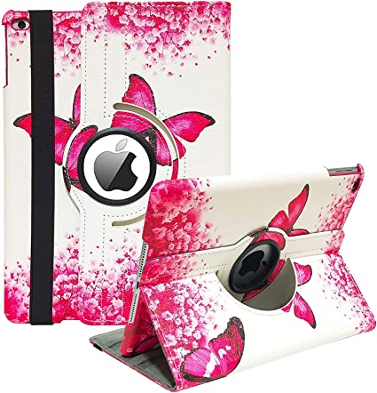 iPad Case Fit 2018/2017 iPad 9.7 6th/5th Generation - 360 Degree Rotating iPad Air Case Cover with Auto Wake/Sleep Compatible with Apple iPad 9.7 Inch 2018/2017 (Butterfly)