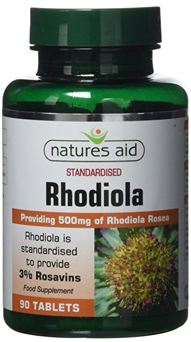Natures Aid Rhodiola, 500 mg, 90 Tablets (Standardised to Provide 3% Rosavins, Botanical Supplement, Vegan Society Approved, Made in the UK)