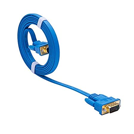 DTECH Slim Flexible 6 Feet VGA Cable Male to Male 1080p High Resolution Computer Monitor Cord for Projectors HDTVs Display(Blue,1.8m)