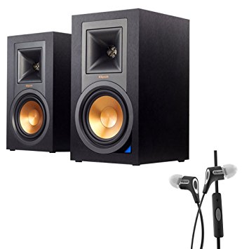 Klipsch Powered Monitor Speakers with Bluetooth (Pair) (R-15PM) with Klipsch R6i Headphone w/ iOS Inline Mic & Controls iPod/iPhone/iPad (Black)