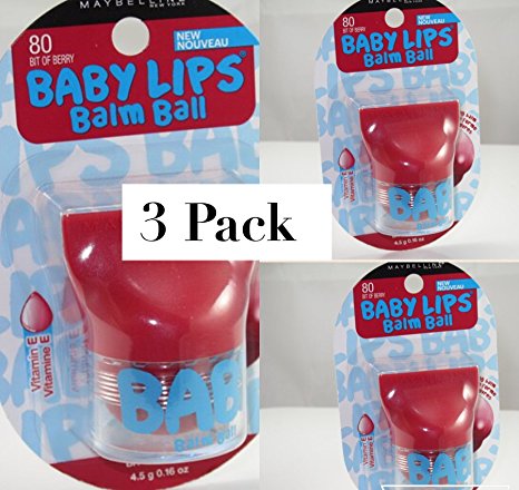 Maybelline Baby Lips Balm Ball BIT OF BERRY 80 (Pack of 3)