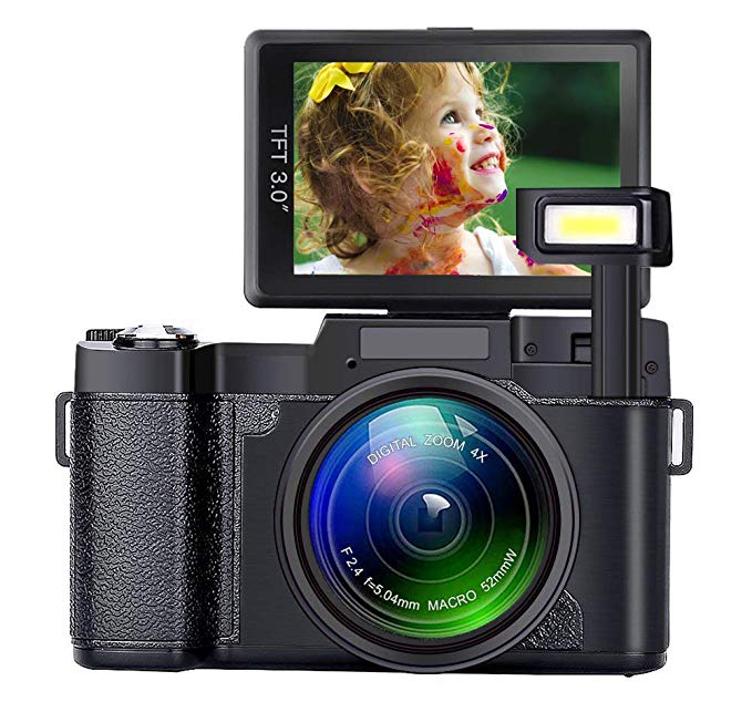 Digital Camera Seree Video Cameras 4X Digital Zoom Vlogging Camera Point and Shoot Digital Cameras 24MP Blogging Camera Selfie Camera with Flip Screen for Kids/Beginners/Elders
