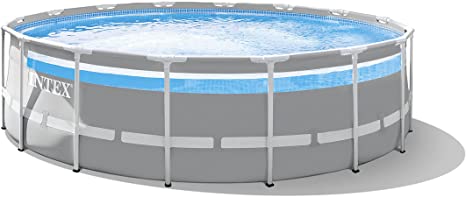 Intex 26729EH 16 Foot by 48 Inch Clearview Prism Frame Above Ground Swimming Pool with Filter Pump, Easy Set Up and fits up to 6 People