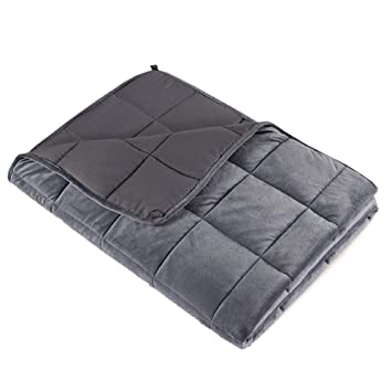 Weighted Blanket for Adult [20 lbs, 60"x80"] for Individual Between 190-240 lbs, Queen/King Size Bed, Premium Glass Beads, 100% Cotton Velvet Cover