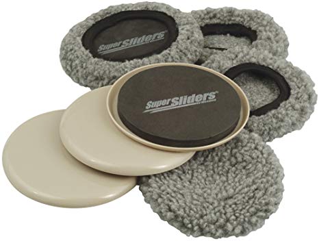 Reusable Furniture Movers for All Floor Types, Including Both Hard Surfaces & Carpet (4 Pack) - 5" Round SuperSliders